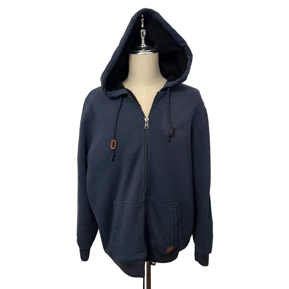Buffalo David Bitton Men's XXL Jacket Sherpa Lined Hoodie Jacket Full Zip Blue